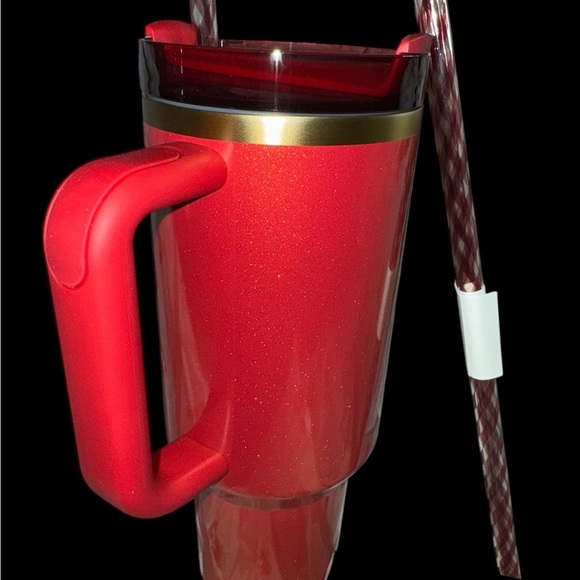 Collectible “Red Tinsel” 40oz Flowstate Tumbler NIB GLITTERY Red- 2 x-tra straws - Picture 3 of 10